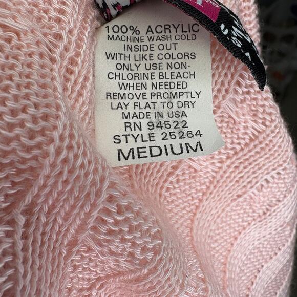 VTG Y2K Feminine Preppy Say What Cowl Neck Light Pink Bodycon Sweater Dress Sz M - Picture 5 of 5